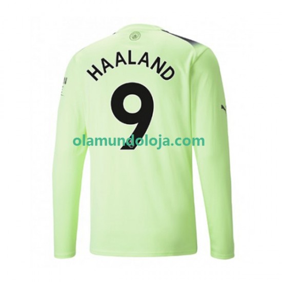 Camisola Manchester City Haaland 9 Homem Equipamento Terceiro 2022-2023 Manga Comprida